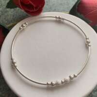 Sterling Silver Stretch Bracelet with Silver Stardust Beads thumbnail