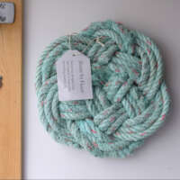 Sea-Ravaged Wall-Hanging Mat in Turquoise with Pink Fleck thumbnail