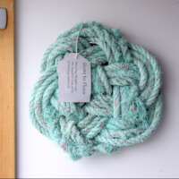 Sea-Ravaged Wall-Hanging Mat in Turquoise with Pink Fleck thumbnail