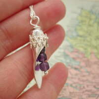 Handcrafted Silver Slipper Pendant with Amethyst thumbnail