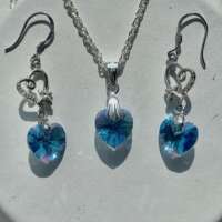 Sterling Silver Stone Heart Jewellery Set thumbnail