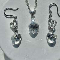Sterling Silver Stone Heart Jewellery Set thumbnail