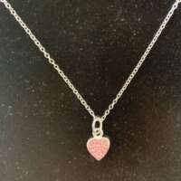 Child Pink Heart Charm Silver Necklace thumbnail