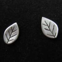 Fat Leaf Post Silver Earrings thumbnail