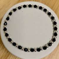 Black Onyx and Sterling Silver Bead Bracelet thumbnail