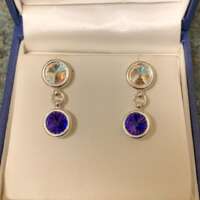 Silver and Blue Chaton Gemstone Earrings thumbnail