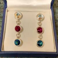 Silver, Pink and Blue Chaton Gemstone Earrings thumbnail
