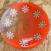 Fused Glass Orange Daisy Bowl thumbnail
