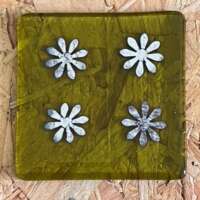 Green Fused Glass Coaster with Flower Design thumbnail