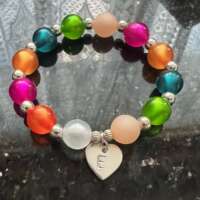 Rainbow Polaris and Silver Bead Bracelet with Initial thumbnail