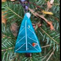 Fused Glass Teal Tree Decoration thumbnail