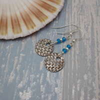 Handcrafted Silver Earrings with Blue Quartz thumbnail