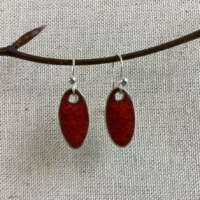 Deep Red Ember Glaze Ceramic Earrings thumbnail