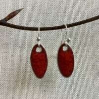Deep Red Ember Glaze Ceramic Earrings thumbnail