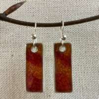 Deep Red and Orange Ember Glaze Ceramic Earrings thumbnail