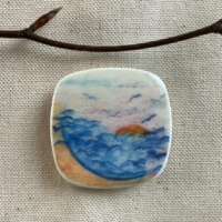Sun, Sea, Sand and Seagulls Ceramic Brooch thumbnail