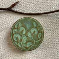 Light Leaf-Green Blossom Ceramic Brooch thumbnail