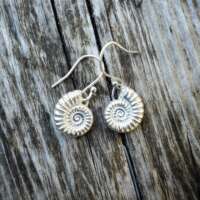 Solid Fine Silver Ammonite Earrings thumbnail