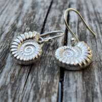 Solid Fine Silver Ammonite Earrings thumbnail