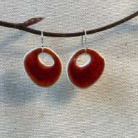 Deep Red Ember Glaze "Mary Quant" Ceramic Earrings thumbnail