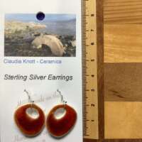 Deep Red Ember Glaze "Mary Quant" Ceramic Earrings thumbnail