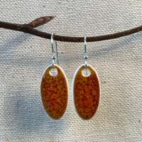 Orange Ember Glaze Oval Ceramic Earrings thumbnail