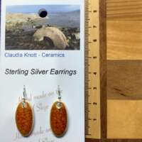 Orange Ember Glaze Oval Ceramic Earrings thumbnail