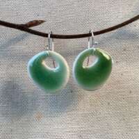 High Gloss Green Glaze "Mary Quant" Ceramic Earrings thumbnail