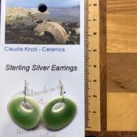 High Gloss Green Glaze "Mary Quant" Ceramic Earrings thumbnail