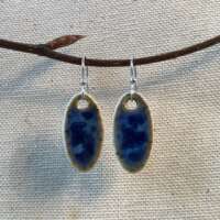 Delft Blue Glaze Oval Ceramic Earrings thumbnail