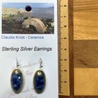 Delft Blue Glaze Oval Ceramic Earrings thumbnail