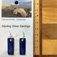 Scandinavian Blue Glaze Rectangular Ceramic Earrings thumbnail