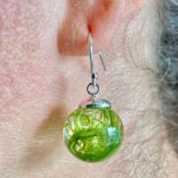 Green Sea Lettuce in Resin Earrings thumbnail
