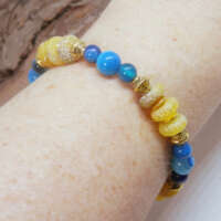 Yellow and Blue Gold Plated Memory Wire Bracelet thumbnail