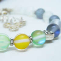 Silver Plated Rainbow Mermaid Bead Memory Wire Bracelet thumbnail