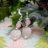 Silver Plated Fairy Earrings with Rose Quartz thumbnail