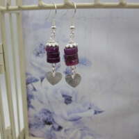 Silver Plated Gemstone Drop Earrings with Heart Charms thumbnail
