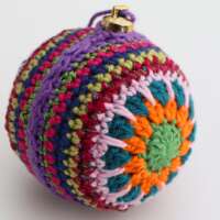 Multi-Coloured Crochet Christmas Bauble Purple String thumbnail