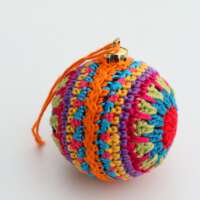 Multi-Coloured Crochet Christmas Bauble Orange String thumbnail