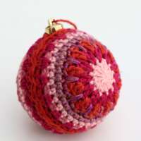 Pink and Burgundy Crochet Christmas Bauble thumbnail