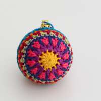 Multi-Coloured Crochet Christmas Bauble thumbnail