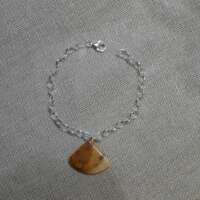 Sterling Silver Bracelet with a Yew Wood Charm. thumbnail