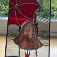 Stained Glass Panel Lady in the Rain thumbnail