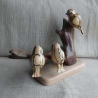 Spalted Beech Trio of  Birds thumbnail