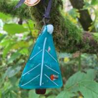 Fused Glass Teal Tree Decoration thumbnail