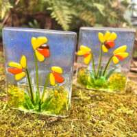 Fused Glass Daffodils Candle Holder thumbnail