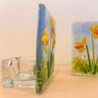 Fused Glass Daffodils Candle Holder thumbnail
