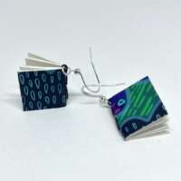 Small Blue Rain Book Earrings thumbnail