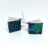Small Blue Rain Book Earrings thumbnail