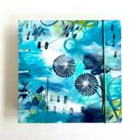Square Blue Green Abstract Circles Watercolour Sketchbook thumbnail